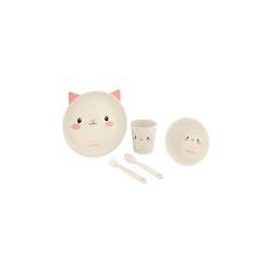 KikkaBoo set posuda od bambusa Cat pink