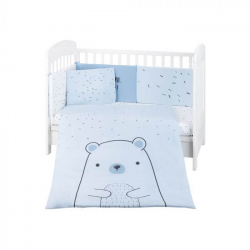 KikkaBoo posteljina sa ogradicom 6pcs 60x120cm Bear With Me Blue